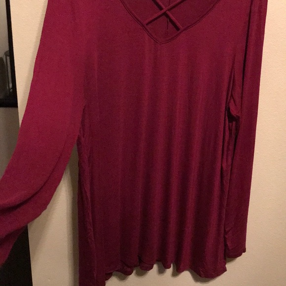 Maroon Criss Cross Shirt - Picture 3 of 3